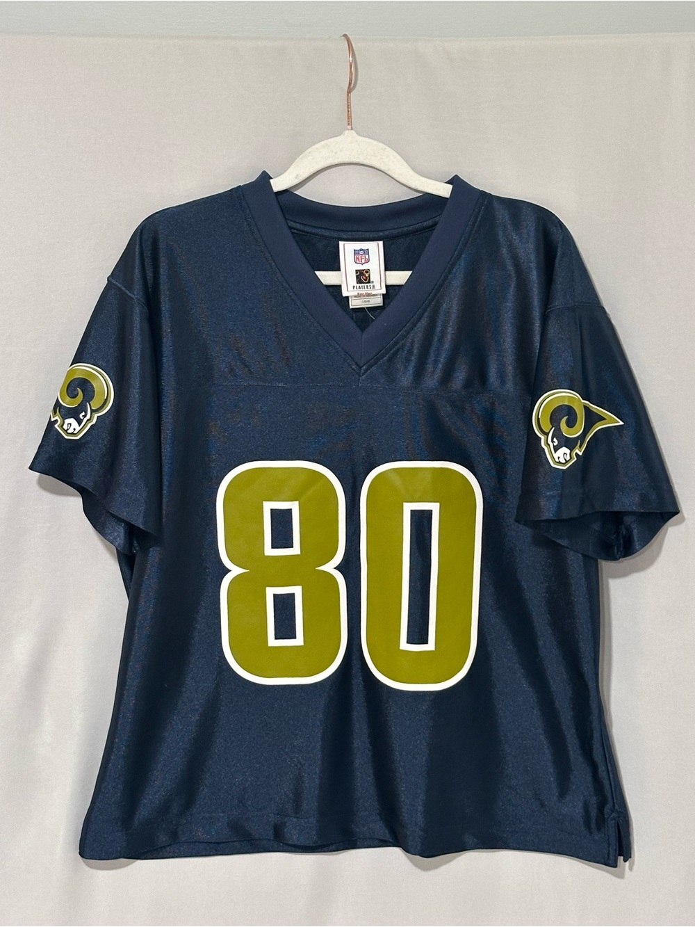 Vintage Throwback Los Angeles Rams Bruce #80 Women’s XL Jersey Shirt Navy Gold